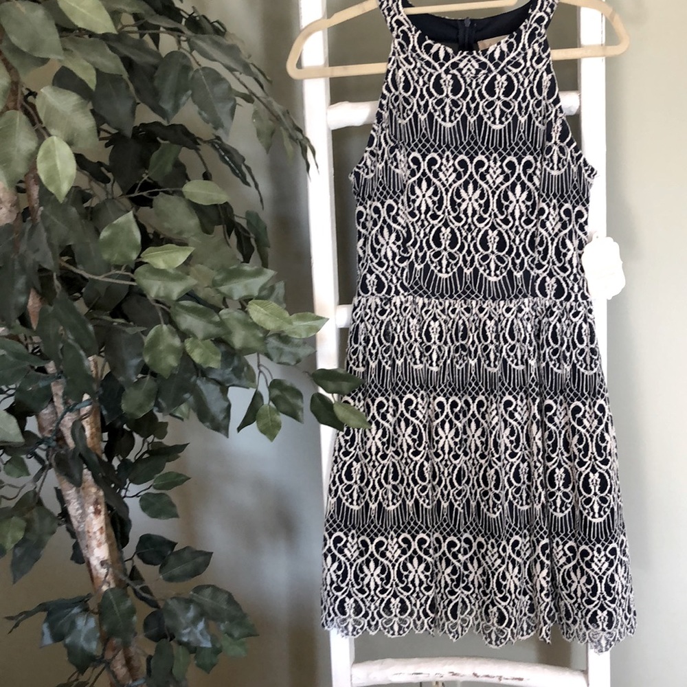NWT Altar’d State Navy & White Embroidered Dress.  Size Small